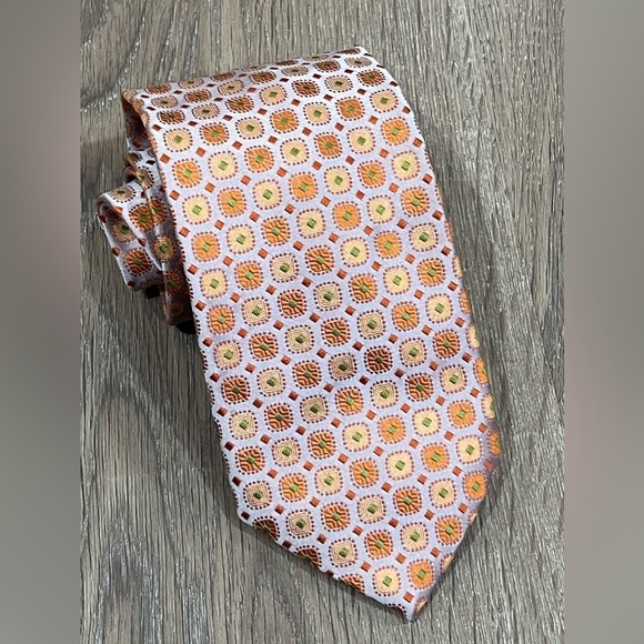 Ermenegildo Zegna Tie Made in Italy 100% Silk Pastel Geometric Sunburst EUC - Picture 4 of 13